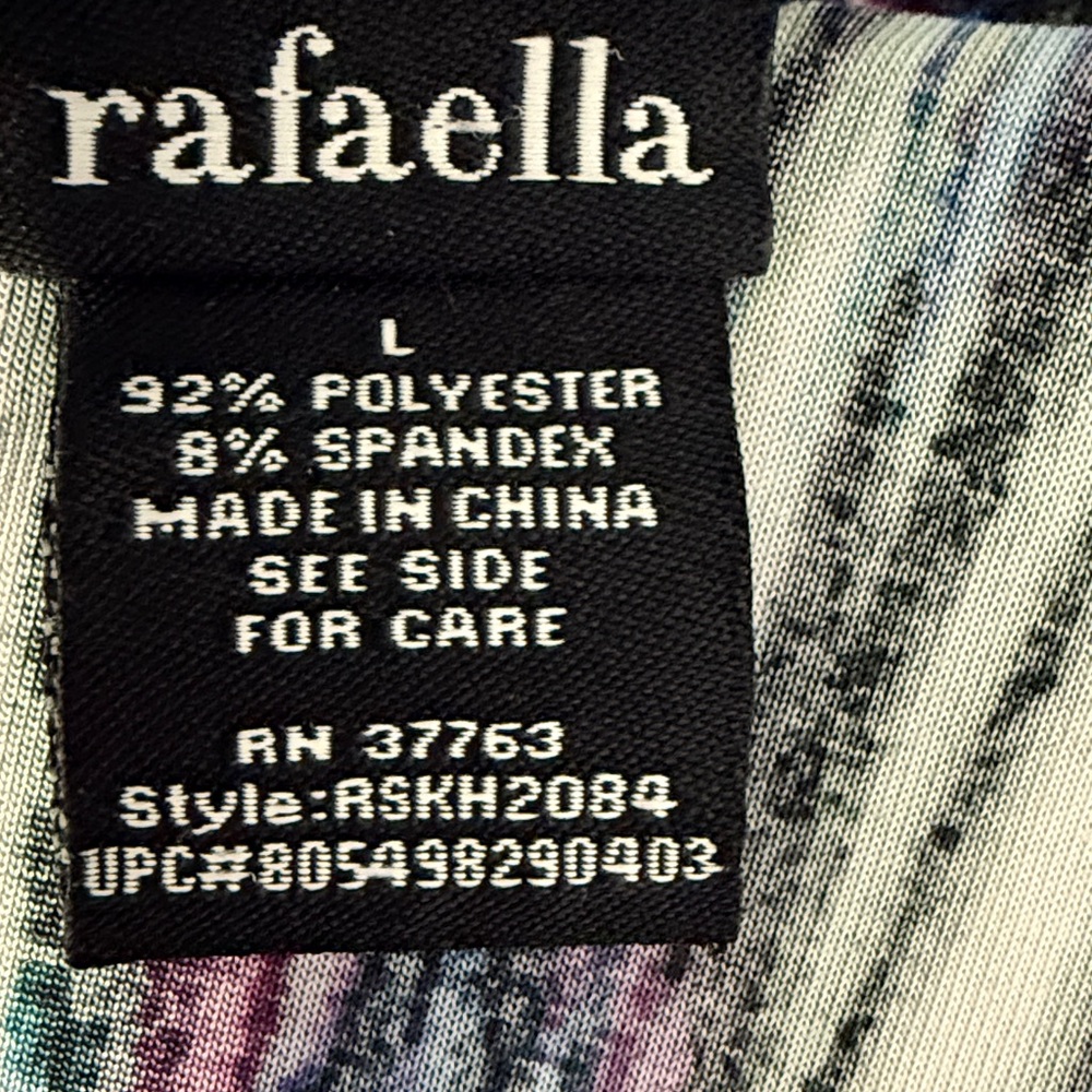 Rafaella Twist-Front Blue Patterned Women's Top SZL - Picture 4 of 14